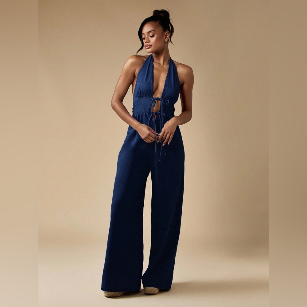 Denim Halter Jumpsuit - NWT